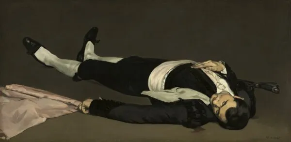 The Dead Toreador (1864) by Édouard Manet — original painting reproduced as a hand-painted oil on canvas