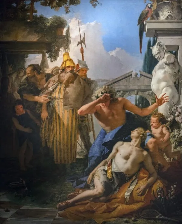 The Death of Hyacinth (1752) by Giovanni Battista Tiepolo — original painting reproduced as a hand-painted oil on canvas
