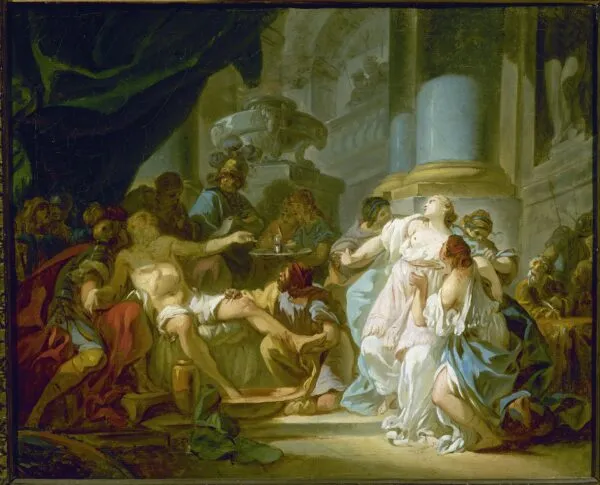 The Death of Seneca (1773) by Jacques-Louis David — original painting reproduced as a hand-painted oil on canvas