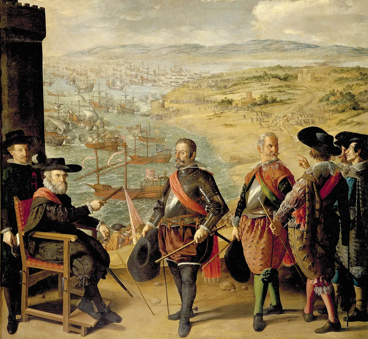 The Defense of Cadiz Against the English (1634) by Francisco de Zurbarán — original painting reproduced as a hand-painted oil on canvas