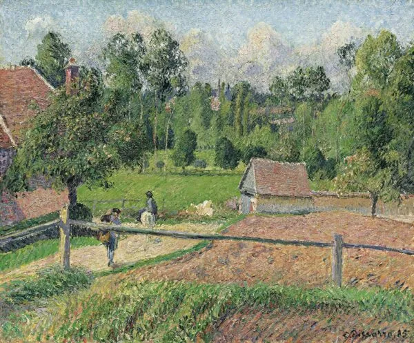 The Delafolie House, Éragny (1885) by Camille Pissarro — original painting reproduced as a hand-painted oil on canvas