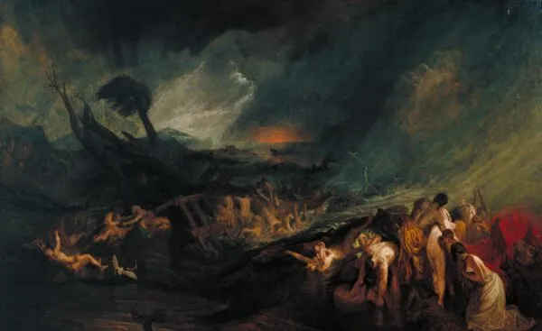 The Deluge (1805) by J. M. W. Turner — original painting reproduced as a hand-painted oil on canvas