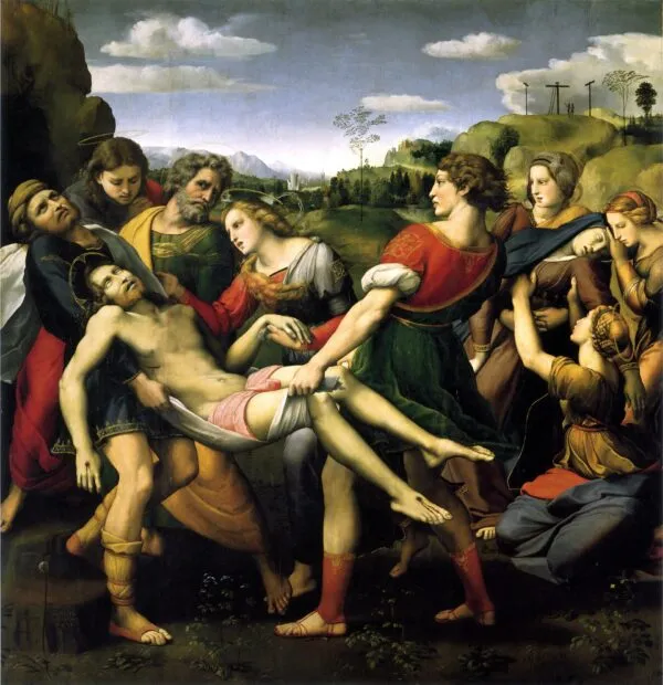 The Deposition (1507) by Raphael — original painting reproduced as a hand-painted oil on canvas