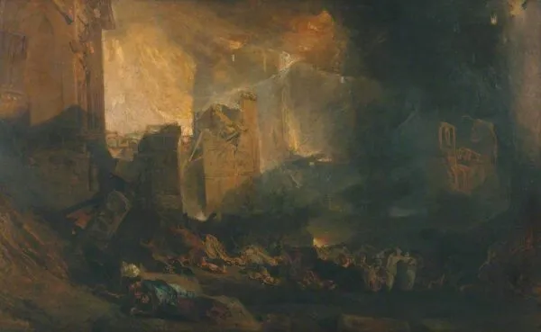 The Destruction of Sodom (1805) by J. M. W. Turner — original painting reproduced as a hand-painted oil on canvas