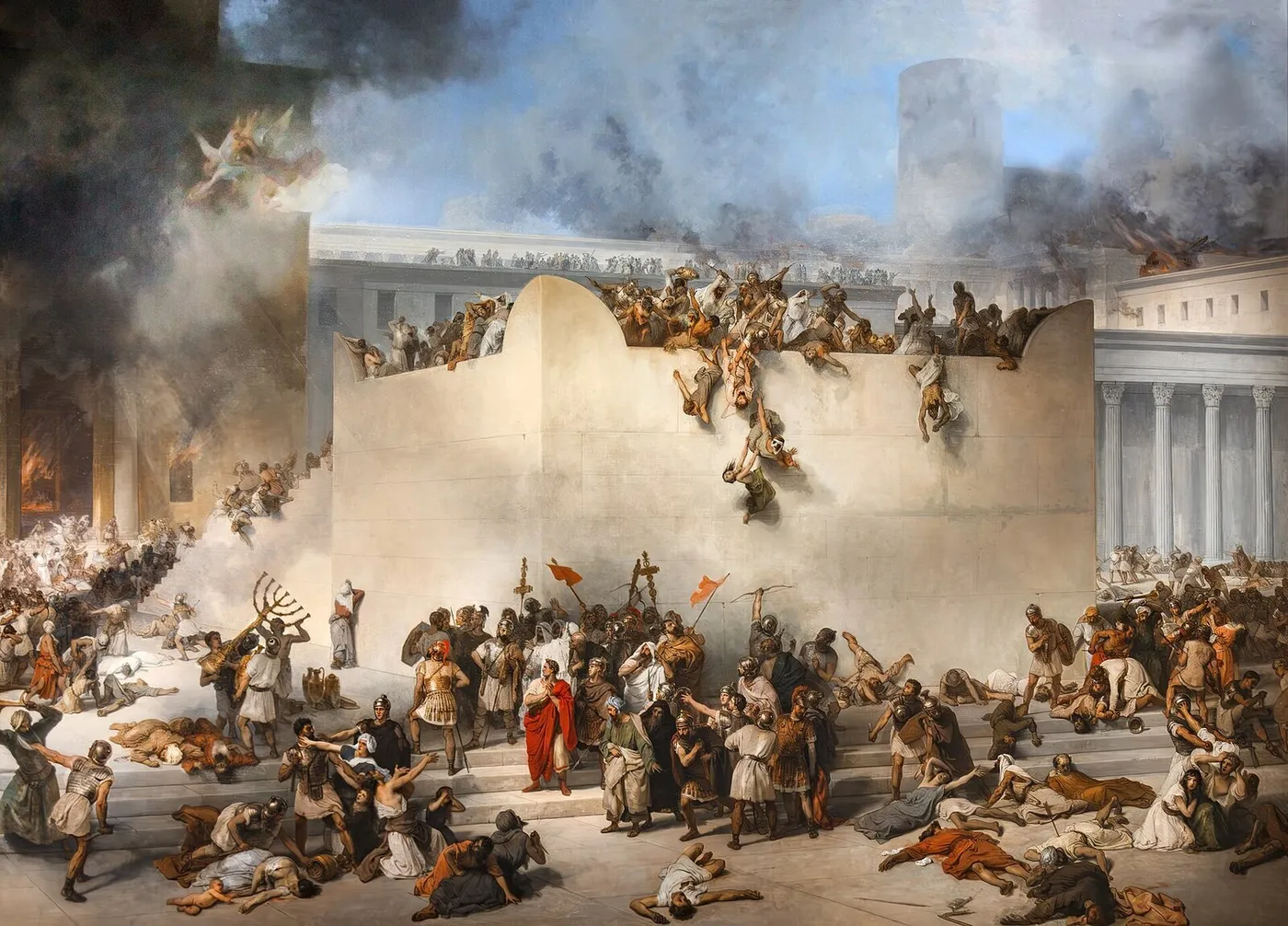 The destruction of the temple of Jerusalem (1867) by Francesco Hayez — original painting reproduced as a hand-painted oil on canvas
