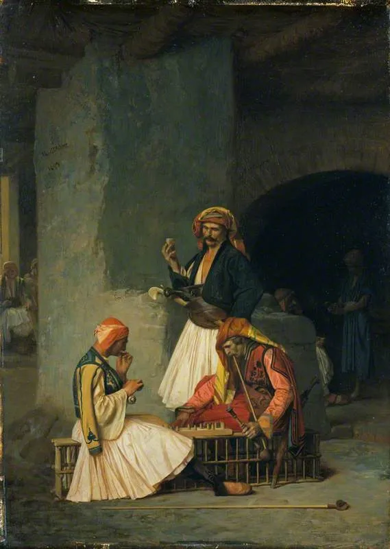 The Draught Players (1859) by Jean-Léon Gérôme — original painting reproduced as a hand-painted oil on canvas