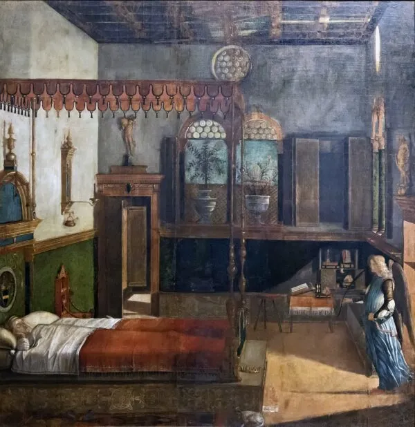 The Dream of St. Ursula (1495) by Vittore Carpaccio — original painting reproduced as a hand-painted oil on canvas