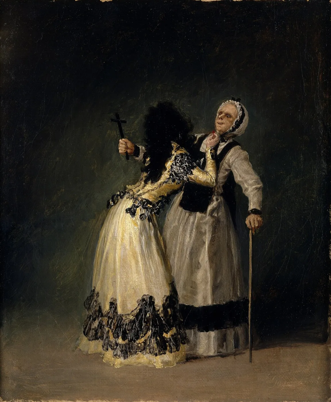 The Duchess of Alba and la Beata (1795) by Francisco Goya — original painting reproduced as a hand-painted oil on canvas