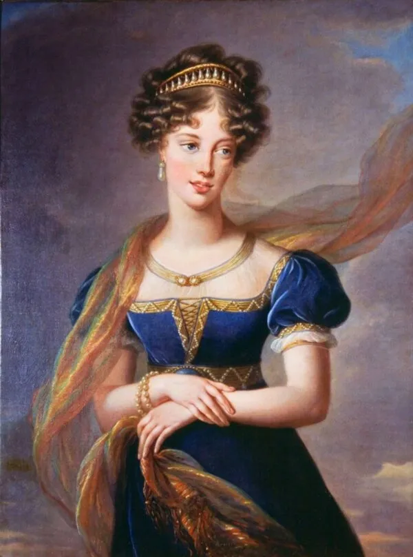 The Duchesse de Berry in a Blue Velvet Dress (1824) by Élisabeth Louise Vigée Le Brun — original painting reproduced as a hand-painted oil on canvas