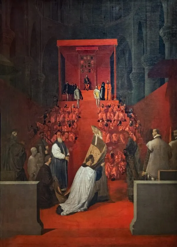 The Duke of Alba at Saint Gudule's in Brussels (1815) by Jean-Auguste-Dominique Ingres — original painting reproduced as a hand-painted oil on canvas