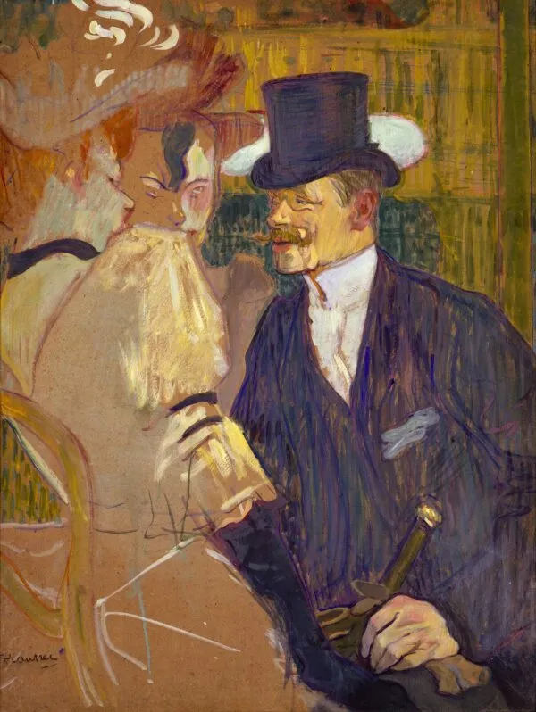 The Englishman (William Tom Warrener, 1861–1934) at the Moulin Rouge (1892) by Henri de Toulouse-Lautrec — original painting reproduced as a hand-painted oil on canvas