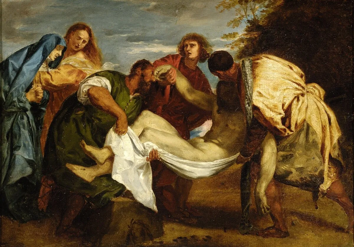 The Entombment (1820) by Eugène Delacroix — original painting reproduced as a hand-painted oil on canvas