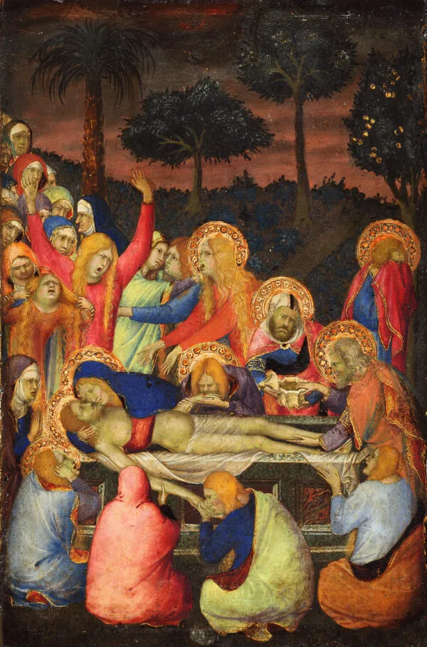 The Entombment of Christ (1337) by Simone Martini — original painting reproduced as a hand-painted oil on canvas