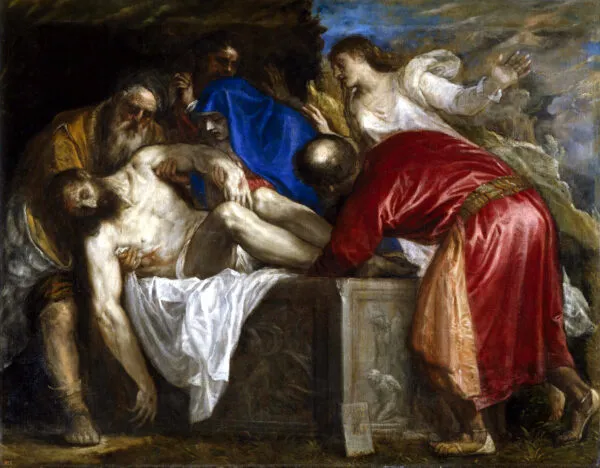 The Entombment (1559) by Titian — original painting reproduced as a hand-painted oil on canvas