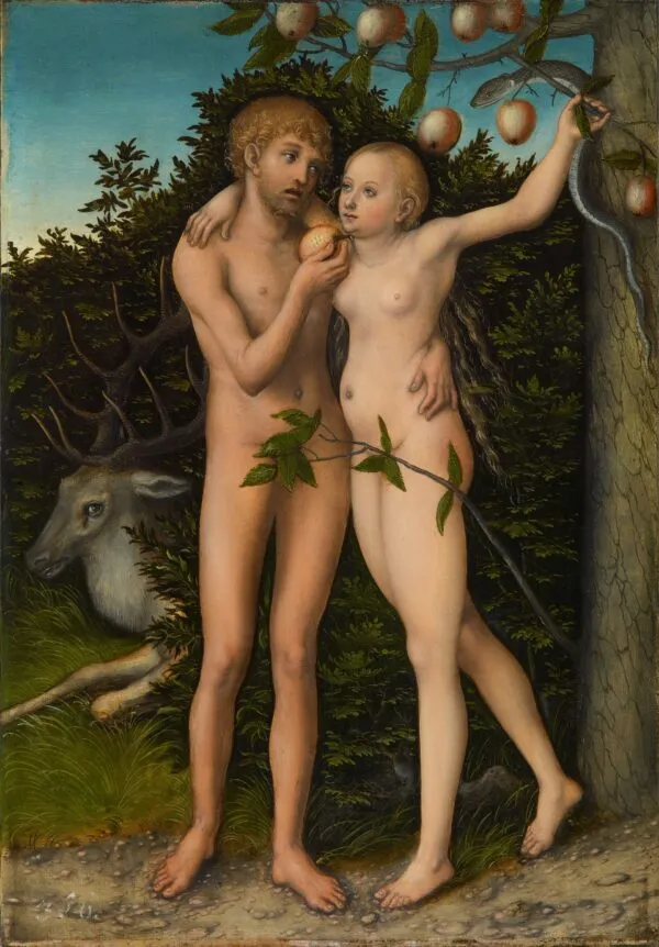 The Fall of Man (1537) by Lucas Cranach the Elder — original painting reproduced as a hand-painted oil on canvas