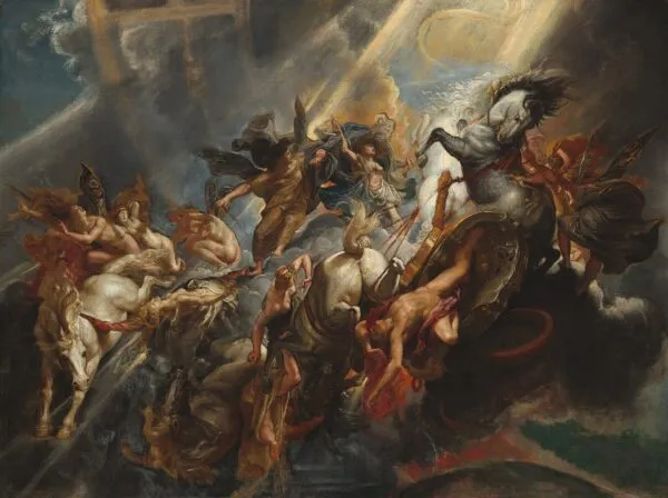 The Fall of Phaeton (1605) by Peter Paul Rubens — original painting reproduced as a hand-painted oil on canvas
