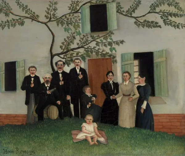 The Family (1892) by Henri Rousseau — original painting reproduced as a hand-painted oil on canvas