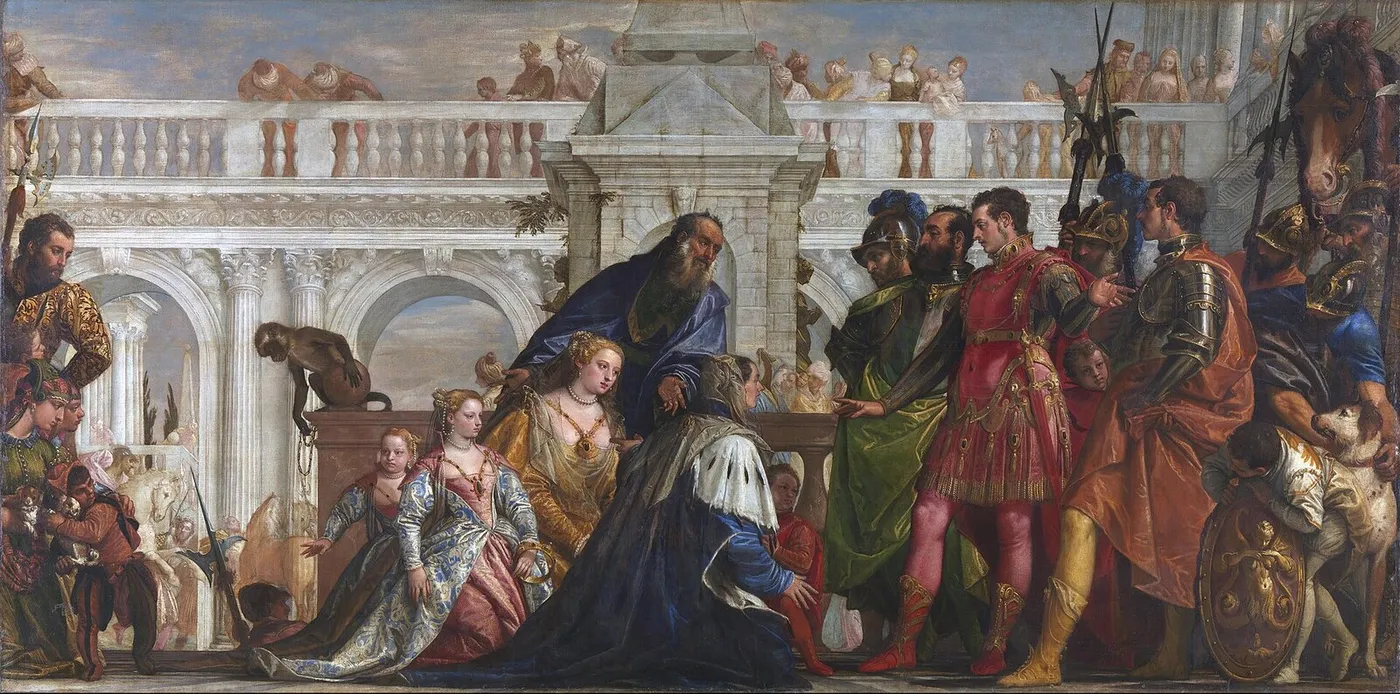 The Family of Darius Before Alexander (1565) by Paolo Veronese — original painting reproduced as a hand-painted oil on canvas