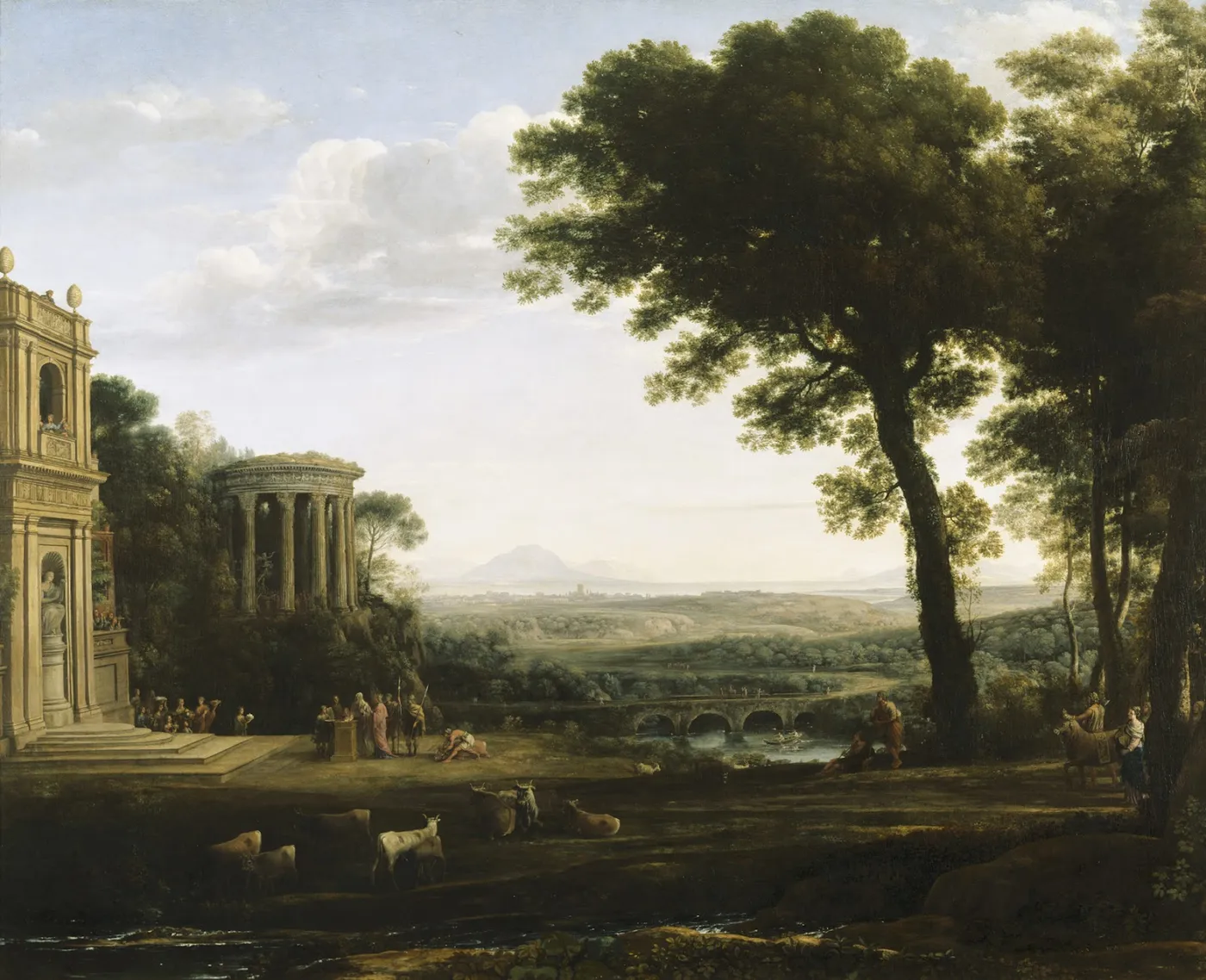 The Father of Psyche sacrificing at the Temple of Apollo (1663) by Claude Lorrain — original painting reproduced as a hand-painted oil on canvas