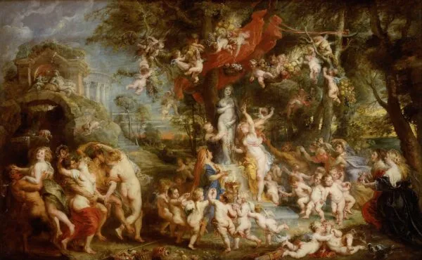 The Feast of Venus (1636) by Peter Paul Rubens — original painting reproduced as a hand-painted oil on canvas