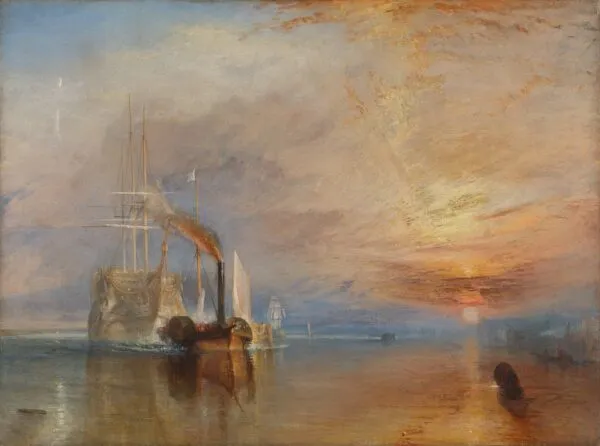 The Fighting Temeraire (1839) by J. M. W. Turner — original painting reproduced as a hand-painted oil on canvas