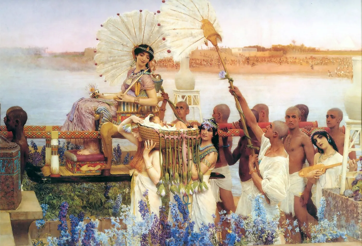 The Finding of Moses (1904) by Lawrence Alma-Tadema — original painting reproduced as a hand-painted oil on canvas