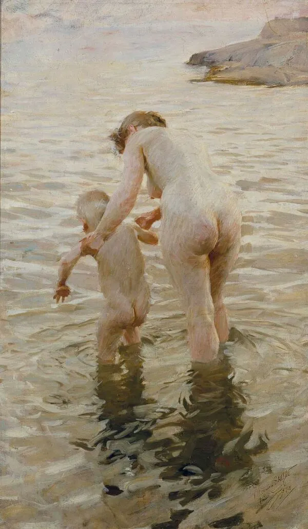 The First Time (1888) by Anders Zorn — original painting reproduced as a hand-painted oil on canvas