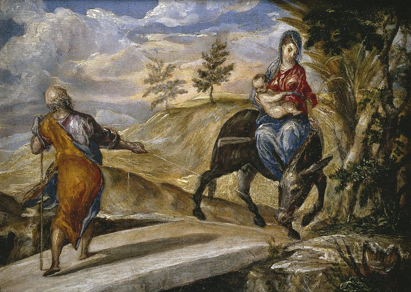 The Flight into Egypt (1570) by El Greco — original painting reproduced as a hand-painted oil on canvas