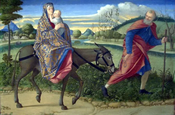 The Flight into Egypt (1500) by Vittore Carpaccio — original painting reproduced as a hand-painted oil on canvas
