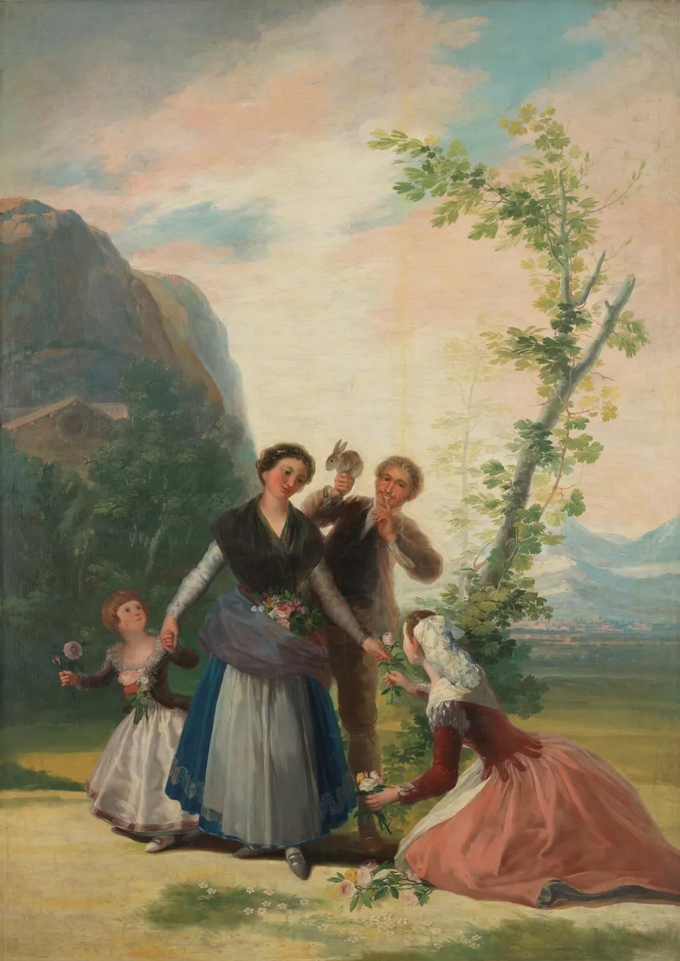 The Flower Girls or Spring (1786) by Francisco Goya — original painting reproduced as a hand-painted oil on canvas