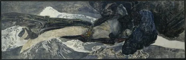 The Flying Demon (1899) by Mikhail Vrubel — original painting reproduced as a hand-painted oil on canvas