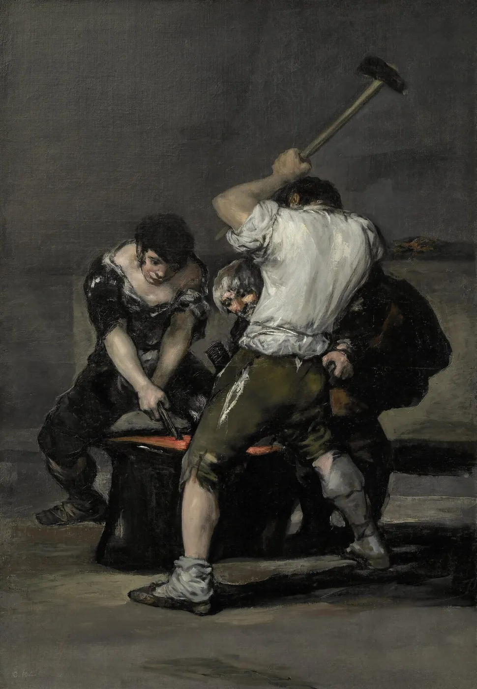 The Forge (1819) by Francisco Goya — original painting reproduced as a hand-painted oil on canvas