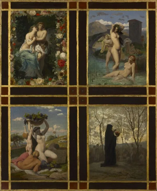 The Four Seasons (1850) by Jean-Léon Gérôme — original painting reproduced as a hand-painted oil on canvas