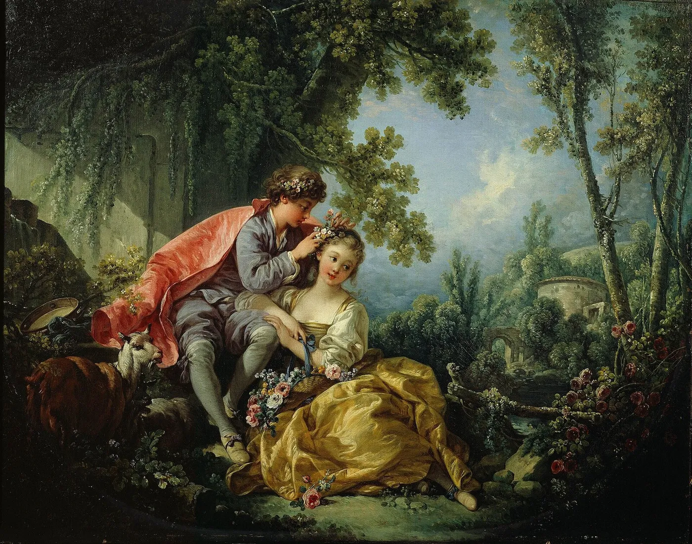 The Four Seasons: Spring (1755) by François Boucher — original painting reproduced as a hand-painted oil on canvas
