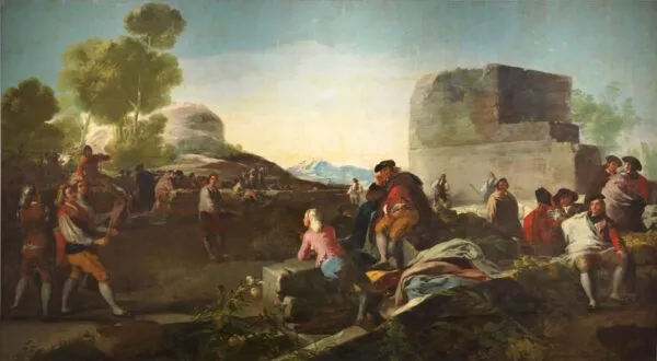 The game of pelota with rackets (1779) by Francisco Goya — original painting reproduced as a hand-painted oil on canvas