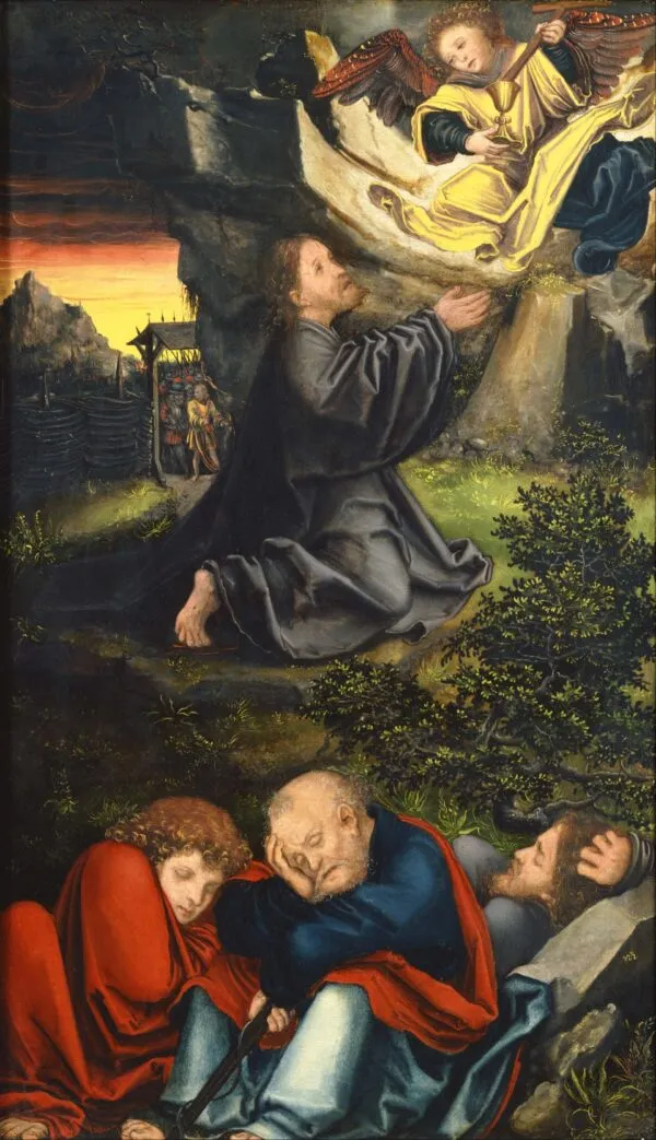 The Garden of Gethsemane (1518) by Lucas Cranach the Elder — original painting reproduced as a hand-painted oil on canvas
