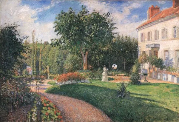 The Garden of Les Mathurins at Pontoise (1876) by Camille Pissarro — original painting reproduced as a hand-painted oil on canvas