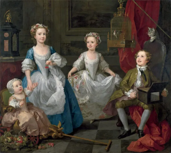 The Graham Children (1742) by William Hogarth — original painting reproduced as a hand-painted oil on canvas