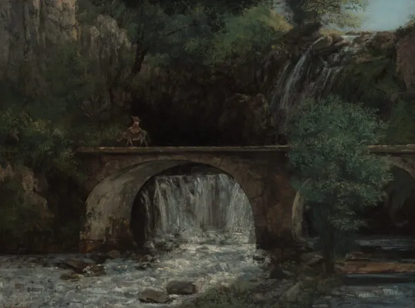 The Great Bridge (1864) by Gustave Courbet — original painting reproduced as a hand-painted oil on canvas