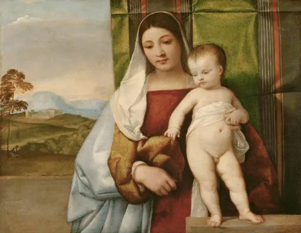 The Gypsy Madonna (1510) by Titian — original painting reproduced as a hand-painted oil on canvas
