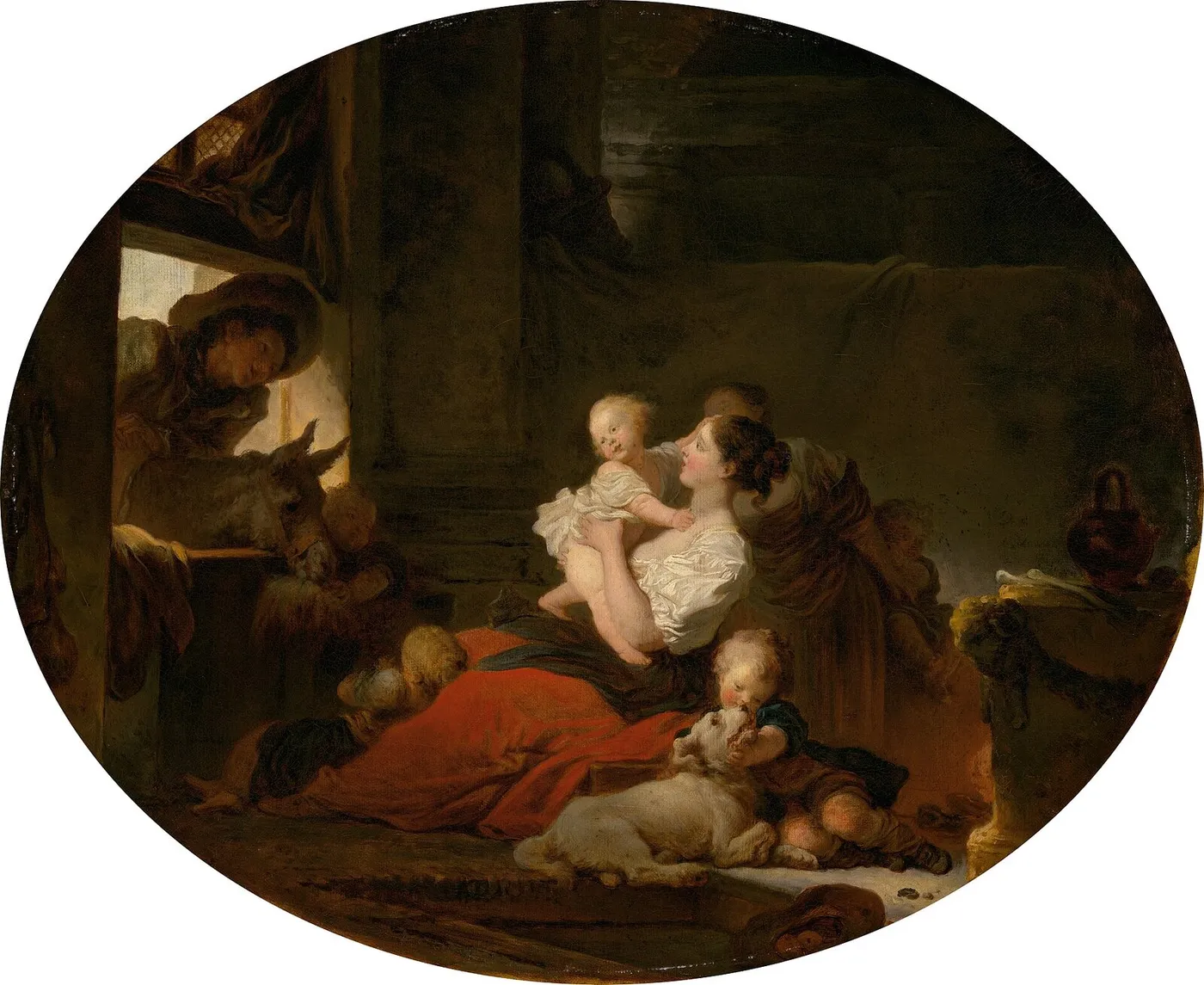 The Happy Family (1775) by Jean-Honoré Fragonard — original painting reproduced as a hand-painted oil on canvas