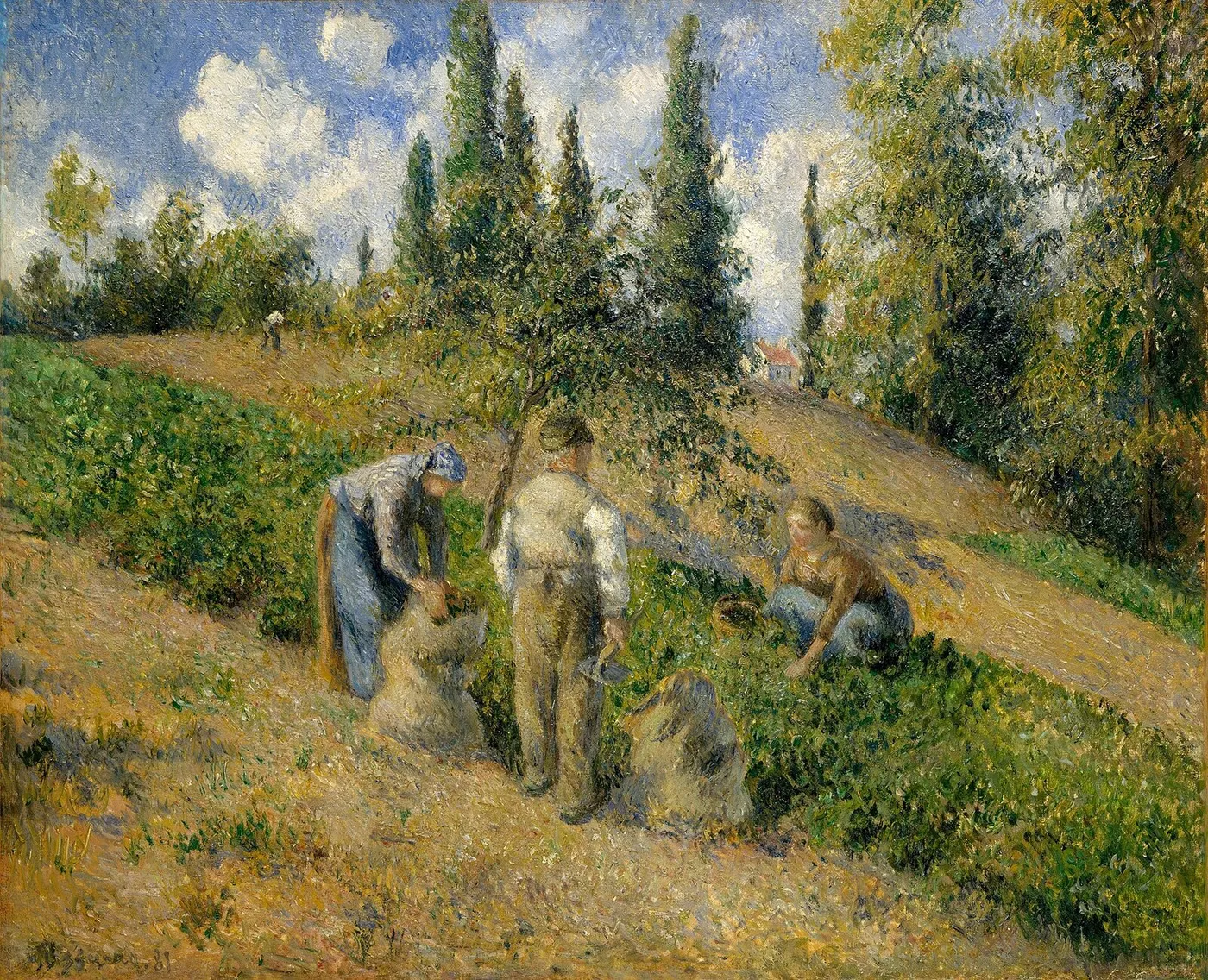 The Harvest, Pontoise (La Récolte, Pontoise) (1881) by Camille Pissarro — original painting reproduced as a hand-painted oil on canvas