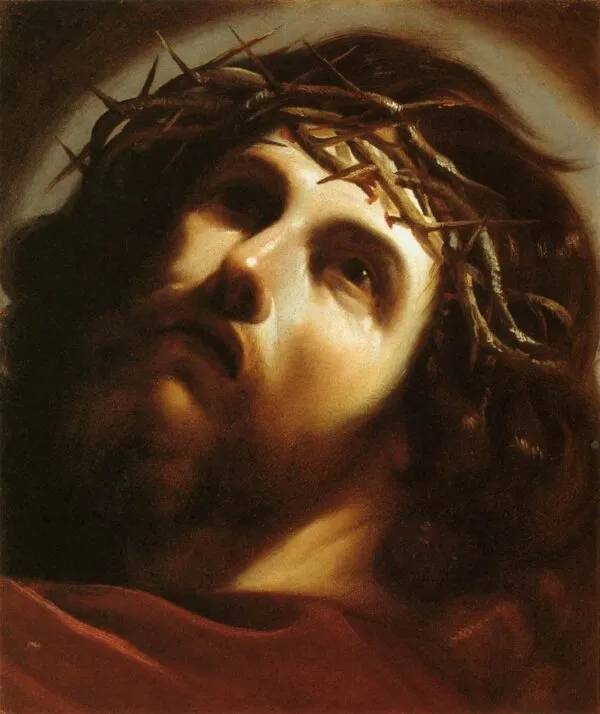 The Head of Christ with the Crown of Thorns (1621) by Guercino — original painting reproduced as a hand-painted oil on canvas