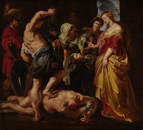 The head of Saint John the Baptist presented to Salome (1609) by Peter Paul Rubens — original painting reproduced as a hand-painted oil on canvas
