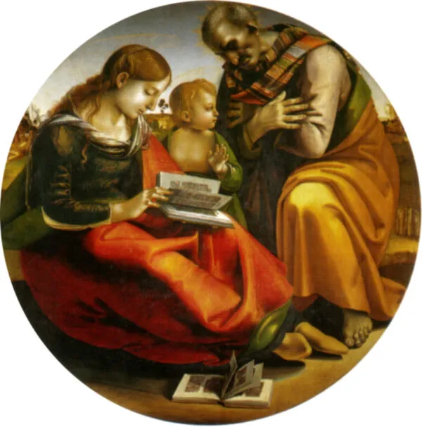 The Holy Family di Parte Guelfa (1480) by Luca Signorelli — original painting reproduced as a hand-painted oil on canvas