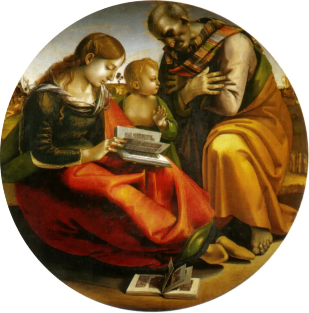 The Holy Family di Parte Guelfa (1480) by Luca Signorelli — original painting reproduced as a hand-painted oil on canvas