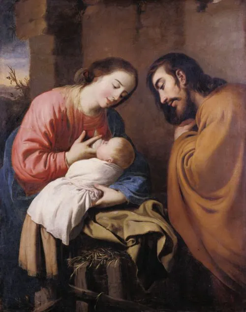 The Holy Family (1659) by Francisco de Zurbarán — original painting reproduced as a hand-painted oil on canvas