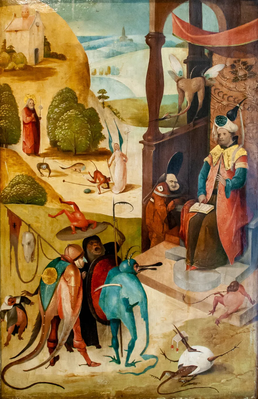 The holy Jacob and the magician Hermogenes (1550) by Hieronymus Bosch — original painting reproduced as a hand-painted oil on canvas