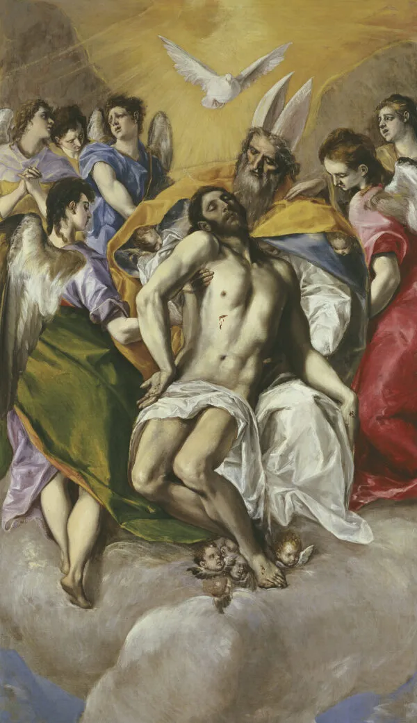 The Holy Trinity (1577) by El Greco — original painting reproduced as a hand-painted oil on canvas