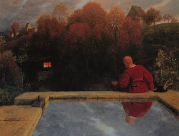 The Homecoming (1887) by Arnold Böcklin — original painting reproduced as a hand-painted oil on canvas